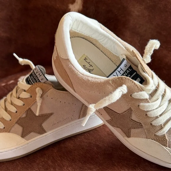 Vintage Havana Women's Tan and Cream Sneakers - Picture 6 of 8